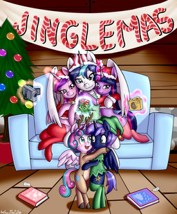 banner book camera christmas_clothing christmas_headwear christmas_tree clothing eyebrows eyelashes female feral furniture group hat headgear headwear holidays horn legwear mistletoe open_mouth plant santa_hat smile sofa text tree wings young young_female young_feral anibaruthecat christmas friendship_is_magic hasbro my_little_pony mythology flurry_heart_(mlp) princess_cadance_(mlp) shining_armor_(mlp) twilight_sparkle_(mlp) equid equine mammal mythological_creature mythological_equine unicorn winged_unicorn absurd_res digital_media_(artwork) hi_res brother_(lore) brother_and_sister_(lore) sibling_(lore) sister_(lore)