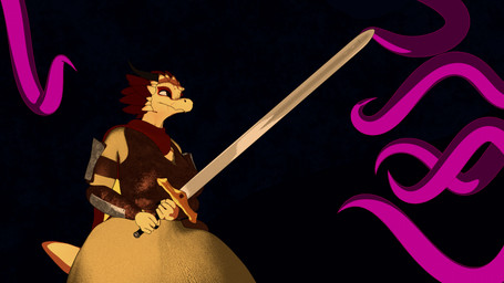 anthro armor cave duo female imminent_sex melee_weapon sword tentacles weapon smexyneko mythology eleonora dragon mythological_creature mythological_scalie scalie 16:9 hi_res widescreen