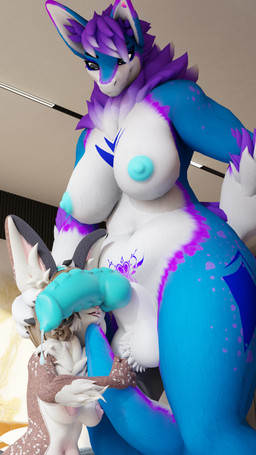 anthro ball_tuft big_breasts blue_body blue_fur blue_nipples blue_penis breasts duo female fur genitals gynomorph gynomorph/female hair hand_on_another's_head inside intersex intersex/female larger_gynomorph larger_intersex looking_down looking_down_at_another multicolored_body multicolored_fur nipples penis penis_on_head plushie purple_body purple_fur purple_hair ruff size_difference smaller_female tongue tongue_out tuft white_body white_fur womb_tattoo fallen_kingdoms ghostlyshark_(modeler) animate_inanimate lagomorph leporid living_plushie mamagen mammal rabbit 3d_(artwork) 4k 9:16 absurd_res digital_media_(artwork) hi_res