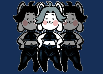 :3 anthro belt biped black_hair blush bottomwear breasts butt clothed clothing dancing female fur grey_hair group hair looking_at_viewer midriff multiple_poses navel pants pose shortstack smile tight_bottomwear tight_clothing tight_pants white_body white_fur wide_hips mangneto undertale undertale_(series) temmie_(undertale) canid canine felid feline mammal tem 2019 2d_animation aliasing alpha_channel animated animated_gif digital_media_(artwork) high_framerate motion_tweening short_playtime