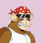 anthro biped brown_body clothing eyewear male nft parody shirt simple_background solo sunglasses topwear lewdookami bored_ape_yacht_club donkey_kong_(series) nintendo funky_kong ape haplorhine mammal primate 1:1 2022 bust_portrait portrait