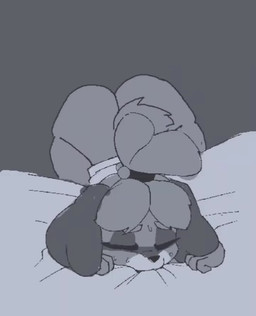 after_sex anthro ass_up big_butt bite bodily_fluids butt cum cum_explosion cum_expulsion cum_fart cum_from_ass cum_in_ass cum_inside eye_roll fart fart_fetish female from_behind_position genital_fluids half-closed_eyes looking_pleasured moan narrowed_eyes nude pillow pillow_bite sex solo thick_thighs wide_hips omovowo rodd.y third-party_edit animal_crossing nintendo isabelle_(animal_crossing) canid canine canis domestic_dog mammal shih_tzu toy_dog animated digital_media_(artwork) greyscale monochrome pixel_(artwork) pixel_animation short_playtime sound video