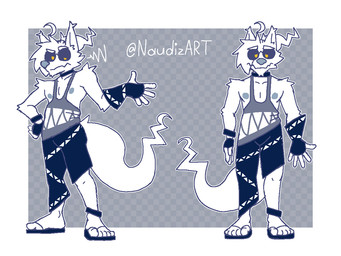 anklet anthro bangs bottomwear clothing eyewear feet fingerless_gloves flip_flops fluffy fluffy_tail footwear front_view frown glasses gloves hand_on_hip handwear jewelry male necklace nipples pants sandals shirt shoes side_bangs solo standing tail tank_top topwear naudiz_(artist) naudiz canid canine canis domestic_dog mammal wolf 4:3 model_sheet