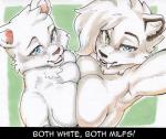 anthro blue_eyes blush border breast_squish breasts breasts_frottage clothed clothing duo female female/female fur green_background green_eyes heterochromia inner_ear_fluff looking_at_viewer looking_up mature_anthro mature_female neck_tuft selfie simple_background smile squish tuft white_body white_border white_fur daigaijin dreamworks eklund_daily_life_in_a_royal_family father_of_the_pride kate_(father_of_the_pride) saber_(firestorm3) felid lion mammal pantherine