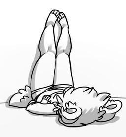 anthro clothed clothing female fur hair lying on_back solo thick_thighs redpixie red_(redpixie) bear mammal monochrome