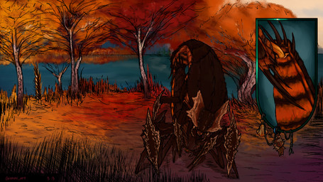 alien_genitalia arthropod_abdomen arthropod_abdomen_genitalia arthropod_abdomen_penetration close-up close_up_panel dominant duo feral feral_on_feral genitals grass larger_dom male male/male male_penetrated male_penetrating male_penetrating_male outside outside_sex penetration plant sex size_difference species_transformation transformation tree water gummi_art helldivers alien alpha_commander(helldivers2) arthropod insect terminid 16:9 digital_drawing_(artwork) digital_media_(artwork) digital_painting_(artwork) hi_res painting_(artwork) widescreen