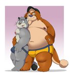 aged_up anthro belly big_belly boxer_briefs brown_body clothing duo grey_body hug hugging_another hugging_from_behind jockstrap kemono male male/male moobs navel nipples overweight overweight_male simple_background underwear kusosensei brok_the_investigator cowcat_games graff_filsh ott_(brok_the_investigator) domestic_cat felid feline felis hybrid mammal mustelid otter suid suina warthog 2023 absurd_res hi_res