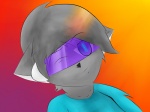 anthro clothed clothing dutch_angle eyewear fur gradient_background grey_body grey_fur grey_hair hair looking_at_viewer male one_eye_closed shirt short_hair simple_background solo topwear wink utaurule domestic_cat felid feline felis mammal 4:3 bust_portrait colored portrait