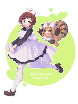 anthro clothing cybernetics dress duo female fur machine maid_uniform orange_body orange_fur smile striped_body striped_fur stripes uniform mkz_kabeuchi bandai_namco digimon digimon_beatbreak reina_sakuya cyborg digimon_(species) human mammal pristimon 3:4 hi_res