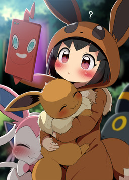 ambiguous_gender black_body black_fur black_hair blush bodily_fluids brown_body brown_fur clothed clothing detailed_background eyes_closed female feral fingers fur grass group hair holding_another multicolored_body open_mouth pink_body pink_fur plant quadruped red_eyes smile standing sweat tan_body tan_fur white_body white_fur yellow_body young young_ambiguous young_female young_human dagasi nintendo pokemon poke_kid animate_inanimate eevee eeveelution espeon generation_1_pokemon generation_2_pokemon generation_4_pokemon generation_6_pokemon human mammal pokemon_(species) rotom rotom_phone sylveon umbreon 2025 hi_res