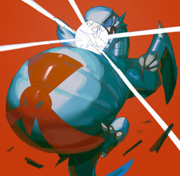 anthro belly big_belly blue_body blue_eyes inflation male orange_background simple_background solo wings 80sarchosaur mythology yu-gi-oh! blue_eyes_toon_dragon dragon mythological_creature mythological_scalie scalie 2022 hi_res
