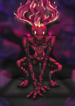bodily_fluids coolant crouching dripping elemental_manipulation female fire fire_manipulation flaming_eyes flaming_hair flirting fumes furnace genital_fluids genitals machine metal metallic_body pseudo_hair red_body robophilia solo technology vaginal_fluids vulva soulwing98 herou_(soulwing98) automaton humanoid robot robot_humanoid 2021 absurd_res digital_media_(artwork) hi_res