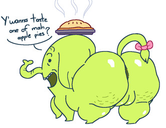 anatomically_inaccurate anus apple_pie barely_visible_anus bow_accessory cellulite darkened_anus dialogue elderly female feral floppy_ears food genitals green_body looking_back open_mouth pastry pie pie_(food) proboscis_(anatomy) rear_view solo speech_bubble tail teeth text toony trunk_(anatomy) vulva slem adventure_time cartoon_network tree_trunks elephant elephantid mammal proboscidean 2025 digital_drawing_(artwork) digital_media_(artwork) english_text