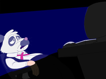 anthro black_body bottomwear chair clothing computer electronics furniture male pants pink_nose shirt sitting solo tired topwear white_body piothecloudrat cloud_rat mammal northern_luzon_cloud_rat rodent 2026 4:3 hi_res