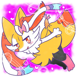 accessory ambiguous_anthro ambiguous_gender anthro biped blush blush_stickers bow_ribbon digitigrade dipstick_tail dutch_angle food front_view hair_accessory hair_bow hair_ribbon leaning leaning_forward looking_at_viewer markings object_in_tail open_mouth open_smile ribbons shrimp_(food) smile snout solo standing tail tail_markings annyui0611 nintendo pokemon braixen eeveelution generation_6_pokemon pokemon_(species) sylveon 1:1 2023 digital_drawing_(artwork) digital_media_(artwork) full-length_portrait hi_res japanese_description portrait translated_description