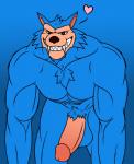 abs anthro balls bedroom_eyes blue_body blue_fur erection fur genitals half-closed_eyes heart_symbol humanoid_genitalia humanoid_penis male muscular muscular_anthro muscular_male narrowed_eyes naughty_face nude pecs penis seductive sharp_teeth simple_background smile solo teeth mattdrawsmen mythology rampage_(game) ralph_(rampage) canid canine canis kaiju mammal monster mythological_canine mythological_creature werecanid werecanine werecreature werewolf wolf 2017 digital_media_(artwork)