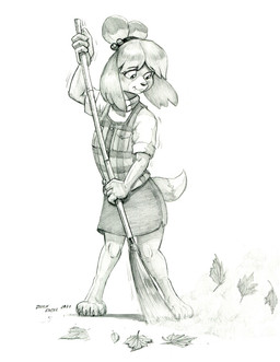 anthro bloom bottomwear cardigan clothed clothing dipstick_tail eyebrows female leaf looking_down markings skirt solo sweeping tail tail_markings baron_engel animal_crossing nintendo isabelle_(animal_crossing) canid canine canis domestic_dog mammal shih_tzu toy_dog 2022 graphite_(artwork) greyscale hi_res monochrome traditional_media_(artwork)