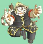 anthro blue_eyes eyewear fur glasses humanoid_hands male overweight overweight_anthro overweight_male simple_background solo white_body white_fur tiger_cub lifewonders tokyo_afterschool_summoners licho_(tas) felid mammal pantherine tiger 2019