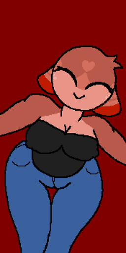 anthro black_clothing black_shirt black_topwear blue_bottomwear blue_clothing blue_pants bottomwear clothed clothed_anthro clothed_female clothing denim denim_bottomwear denim_clothing eyes_closed female happy jeans pants red_background red_body shirt simple_background smile solo topwear therealmessyroomguy1 candles_(lavender_coffee) unknown_species animated digital_media_(artwork) pixel_(artwork) pixel_animation