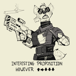 anthro arrows ears_up eyewear gesture glasses gun gun_smoke hand_gesture holding_gun holding_object holding_ranged_weapon holding_rifle holding_weapon looking_at_viewer male open_mouth pointing pointing_at_viewer ranged_weapon rifle round_glasses smoke solo sunglasses sunglasses_on_face tail teeth teeth_showing text weapon wearing_sunglasses mawkvlt helldivers kolya_yeen_(mawkvlt) hyena mammal 1:1 hi_res meme