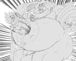 anthro balls belly big_balls big_belly claws clenched_teeth duo fangs fight fist focus_lines genitals huge_balls huge_belly humanoid_genitalia humanoid_penis hyper hyper_balls hyper_belly hyper_genitalia jewelry kick macro male male/male mane morbidly_obese mostly_nude motion_lines necklace nude obese obese_anthro obese_male open_mouth overweight overweight_anthro overweight_male penis radial_speed_lines speed_lines standing teeth thick_thighs wide_eyed wide_hips reagan700 disney kimba_the_white_lion osamu_tezuka the_lion_king kimba mufasa felid lion mammal pantherine 2022 5:4 hi_res monochrome