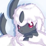 ambiguous_gender claws feral finger_claws fur grey_body looking_at_viewer lying raised_tail red_eyes simple_background solo tail white_background white_body white_fur okunawa nintendo pokemon absol generation_3_pokemon pokemon_(species) 1:1 2010 shaded