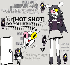 anthro antlers bottomwear breasts cleavage_cutout clothing cutout female fusion grey_hair hair heterochromatic_glasses holding_both_breasts holding_breast hooves horn red_nose skirt solo sprite text anonymous_artist deltarune undertale_(series) fan_character noelle_holiday spamelle spamton_g._spamton deer mammal new_world_deer reindeer english_text