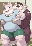 age_difference anthro belly big_belly blush bottomwear clothing duo elderly groping_from_behind jinbei_(clothing) kemono male male/male mature_male moob_grab overweight overweight_male shirt shorts topwear young 00murice grandpa_(00murice) momo_(00murice) canid canine canis domestic_dog mammal 2023 hi_res grandchild_(lore) grandfather_(lore) grandfather_and_grandchild_(lore) grandfather_and_grandson_(lore) grandparent_(lore) grandparent_and_grandchild_(lore) grandson_(lore)