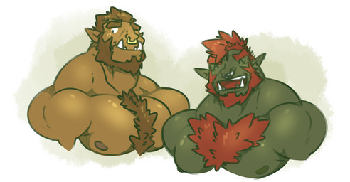 ^_^ beard big_muscles body_hair brown_body brown_eyebrows brown_hair brown_nipples brown_skin chest_hair chest_tuft clothed clothing duo eyebrows eyes_closed facial_hair facial_piercing front_view gaping_mouth glistening glistening_body gold_(metal) gold_jewelry green_body green_nipples green_skin hair head_tuft huge_muscles humanoid_pointy_ears jewelry looking_at_viewer male male/male muscular muscular_male nipples no_pupils nose_piercing nose_ring not_furry open_mouth open_smile pecs piercing pointy_ears red_eyebrows red_hair ring ring_piercing septum_piercing sharp_teeth silver_(metal) simple_background smile teeth toony topless tuft tusks white_background happyending blizzard_entertainment warcraft humanoid orc 2016 bust_portrait digital_media_(artwork) portrait