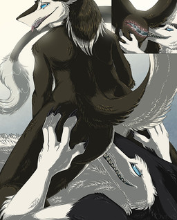 anal anthro anus black_body black_fur butt deep_rimming duo facesitting fur hand_on_butt internal male male/male oral rimming sex sitting_on_another tail tongue white_body white_fur ovens bran_the_sergal zeon_(plague-angel) sergal