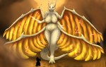 4_wings anthro big_breasts breasts electricity female horn knight larger_female lightning multi_wing size_difference solo spread_wings tail thick_thighs warrior white_body wings voirath bandai_namco fromsoftware mythology ancient_dragon_lansseax dragon mythological_creature mythological_scalie scalie absurd_res hi_res