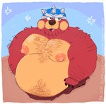 anthro belly big_belly male moobs nipples open_mouth overweight overweight_male red_body solo star funzeesweet mario_bros nintendo super_mario_galaxy major_burrows eulipotyphlan mammal mole_(animal) undergrunt 2024