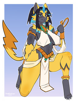 5_fingers abs anthro black_hair blue_eyes breasts clothed clothed_anthro clothed_female clothing female fingers front_view fur hair looking_at_viewer navel smile solo tail yellow_body yellow_fur yellow_tail thericegoat nintendo pokemon generation_7_pokemon legendary_pokemon pokemon_(species) zeraora 2025 absurd_res digital_drawing_(artwork) digital_media_(artwork) hi_res