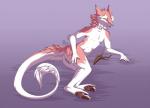 anthro claws clitoral_hood female fur genitals green_eyes looking_at_viewer lying nude pawpads paws pose prehensile_clitoral_hood presenting presenting_pussy pussy solo tail darkarlett krysune mammal sergal 2017 pinup