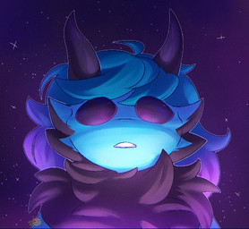 anthro black_tuft blue_body blue_fur cyan_glow empty_eyes fluffy fluffy_hair fur hair long_hair looking_at_viewer male neck_tuft open_mouth purple_glow solo space stargazing tuft mkv8 mythology arthropod dragon hybrid insect lepidopteran lunagan moth mythological_creature mythological_scalie scalie