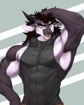 abs anthro clothed clothing countershading hair horn male muscular muscular_anthro muscular_male pecs solo captainjohkid mythology dragon mythological_creature mythological_scalie scalie 4:5 hi_res