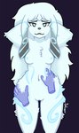 anthro areola big_ears blue_eyes blue_nipples breasts caressing chest_tuft disembodied_hand eyebrows female fluffy fur fur_markings genitals glowing glowing_eyes glowing_markings grope hair hands_behind_head leg_grab long_hair looking_at_viewer markings navel nipples nude pussy simple_background small_breasts smile smiling_at_viewer solo thick_thighs thigh_gap thigh_grab tuft white_body worship sstarr league_of_legends riot_games tencent bovid caprine mammal sheep hi_res