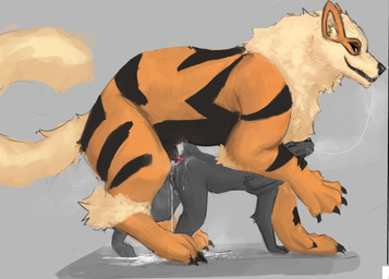 animal_ears animal_genitalia animal_penis belly black_belly black_body black_claws black_fur black_fur_markings black_nose bodily_fluids claws cum cum_in_ass cum_inside cum_leaking_from_ass cum_leaking_out duo ejaculation feral feral_on_feral feral_penetrated feral_penetrating feral_penetrating_feral from_behind_position fur genital_fluids genitals grey_background grin knot knotted_penis knotting leaking_cum long_tail male male/male mounting orange_body orange_fur paws penetration penis quadruped saliva saliva_string sex simple_background size_difference smile smug tail tan_body tan_fur corvidtree nintendo pokemon arcanine canid generation_1_pokemon mammal pokemon_(species) hi_res