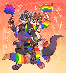 arm_warmers armwear balls bisexual_pride_colors claws clothing erection eyewear fishnet_armwear fishnet_clothing fishnet_legwear genitals glasses harness humanoid_genitalia humanoid_penis kerchief legwear lgbt_pride male male/male neckerchief neckwear penis pride_color_accessory pride_color_arm_warmers pride_color_armwear pride_color_clothing pride_color_flag pride_color_legwear pride_colors topwear vest wearing_glasses crownedvictory lgbt_pride_month 2025 absurd_res digital_drawing_(artwork) digital_media_(artwork) hi_res