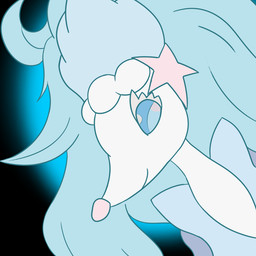 anthro black_background blue_eyes blue_glow blue_hair female hair long_hair simple_background snout solo starfish_(accessory) malegardevoir nintendo pokemon aquatic asterozoan echinoderm generation_7_pokemon pokemon_(species) primarina starfish 1:1 2022 bust_portrait icon portrait source_request unavailable_at_source