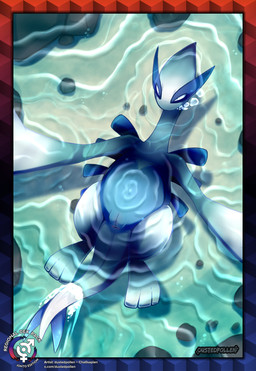 3_toes 5_fingers anus arms_out back_spines biped blue_body blue_countershading blue_markings border bubble countershading day feet female feral fingers genitals inner_labia large_female long_tail looking_up lying markings on_back outside partially_submerged pink_anus rock sand solo spread_legs spreading tail text thick_tail toes vulva white_body white_sclera winged_arms wings cha0sapien dustedpollen nintendo pokemon avian generation_2_pokemon legendary_pokemon lugia pokemon_(species) absurd_res hi_res signature url watermark