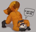 anthro ass_up dialogue himb igue jack-o'_pose male pose solo text krepht mammal procyonid raccoon himbo english_text hi_res