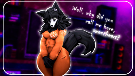 anthro black_body black_hair black_tail blurred_background bone breasts clothing dialogue fangs female glowing glowing_eyes hair inner_ear_fluff inside jumpsuit long_hair looking_at_viewer medium_breasts messy_hair orange_clothing orange_jumpsuit prison_uniform skull skull_head solo tail teeth text thick_thighs tuft wide_hips zelyonka cryptiacurves_(modeler) da.nilkaz_(modeler) scp_foundation scp-1471-a scp-1471-a_(da.nilkaz) canid canine malo mammal skulldog_(species) 16:9 3d_(artwork) 4k absurd_res digital_media_(artwork) english_text hi_res source_filmmaker_(artwork) watermark widescreen