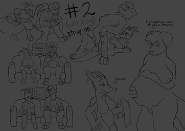 angry animal_genitalia animal_penis animal_vulva breasts canine_genitalia canine_vulva chair collar controller dialogue equine_genitalia equine_penis female female/female furniture gaming genitals multi_breast on_chair penis pregnant rage_quit riding_toy standing_on_chair strapon vulva frostidragon mythology lumaria_(joystiq) sarah_(wheresmysocks) canid canine canis domestic_dog dragon mammal mythological_creature mythological_scalie scalie hi_res monochrome multiple_scenes