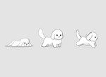 ambiguous_gender feral fur running solo white_body white_fur omakase123 canid canine canis domestic_dog mammal monochrome