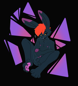 anal anal_fingering anal_masturbation anthro balls black_body black_fur black_sclera erection fingering fur genitals hair half-closed_eyes humanoid_genitalia humanoid_penis looking_pleasured male markings masturbation narrowed_eyes nude orange_hair pawpads paws penile penile_masturbation penis purple_markings purple_pawpads solo xing1 lagomorph leporid mammal rabbit hi_res
