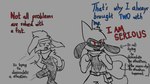 ambiguous_gender anthro bag biped blue_eyes dialogue directional_arrow duo eyelashes fur motion_lines paws red_eyes red_text scarf standing talking_to_another text white_text novaarts nintendo pokemon pokemon_mystery_dungeon spike_chunsoft generation_4_pokemon generation_8_pokemon pokemon_(species) raboot riolu 2024 digital_media_(artwork) english_text hi_res sketch