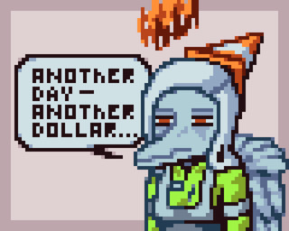 amber_eyes anthro biped blue_body breasts clothed clothed_anthro clothed_female clothing dialogue exasperated feathered_wings feathers female frown grey_body grey_feathers grey_hair hair humor long_hair neutral_expression non-mammal_breasts simple_background solo speech_bubble tan_background text traffic_cone unimpressed wings brickingbad goodbye_volcano_high ko_op_(game_developer) fang_(gvh) prehistoric_species pterosaur reptile scalie 2025 5:4 colored digital_media_(artwork) english_text hi_res pixel_(artwork) shaded