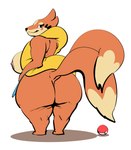 2024 2_tails anthro areola big_breasts big_butt biped black_eyes black_nose blush breasts butt female fizzpop floatzel fluffy fluffy_tail fur generation_4_pokemon half-closed_eyes hi_res huge_breasts huge_butt long_tail looking_at_viewer looking_back multi_tail narrowed_eyes nintendo nipples nude orange_body orange_fur orange_tail pink_areola pink_nipples pokeball pokemon pokemon_(species) simple_background solo standing tail thick_thighs white_background