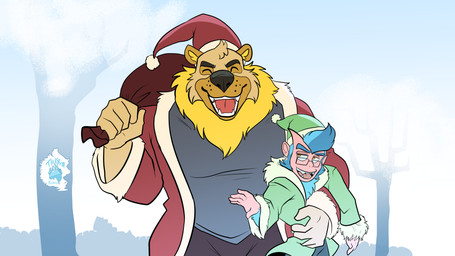 anthro cosplay duo holidays male male_anthro santa_clothing thekinkybear christmas bax_(monkeydbax) karou_(thekbear) krampus santa_claus bear haplorhine mammal monkey primate 16:9 4k absurd_res hi_res widescreen